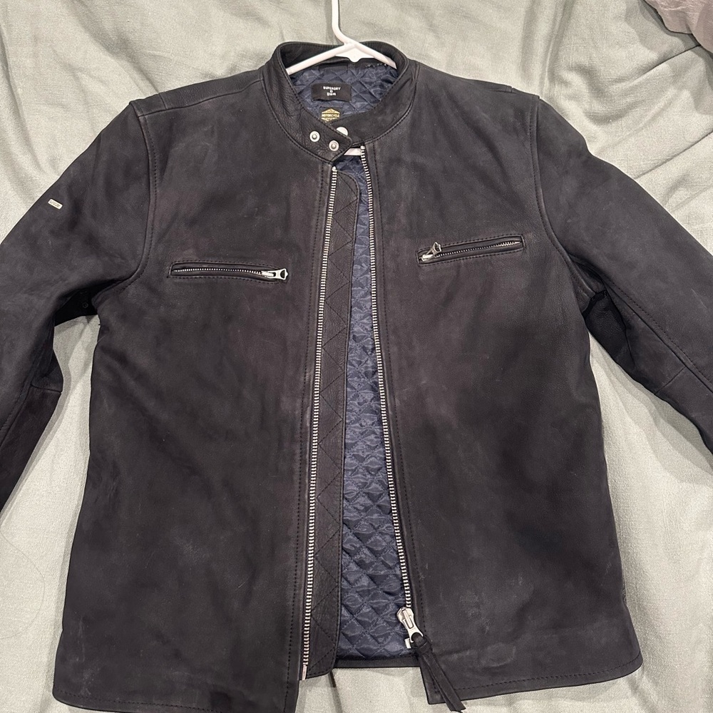 Super Dry suede moto / racer jacket. Small